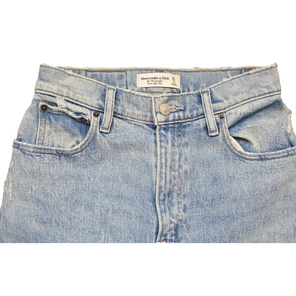 Abercrombie & Fitch Curve Love ’90s Straight Jeans 25 Ultra High Rise Light Wash - Picture 5 of 10